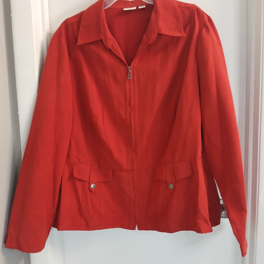 Cato Red Suede Feel Zip Front Jacket 18/20W